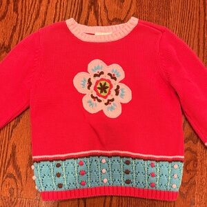 Hanna Andersson Red Sweater with Floral Design